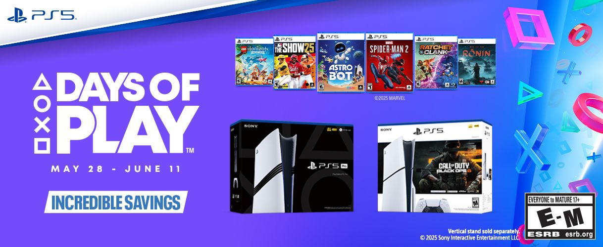 PS5. Sony Days of Play. Vertical stand sold separately.