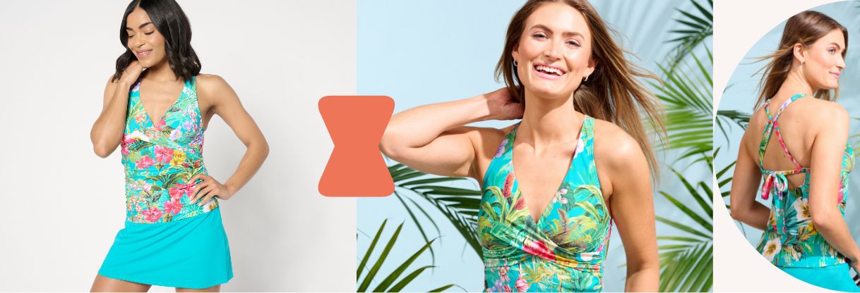 Jantzen Louise Wrap Tankini and Skirt Set