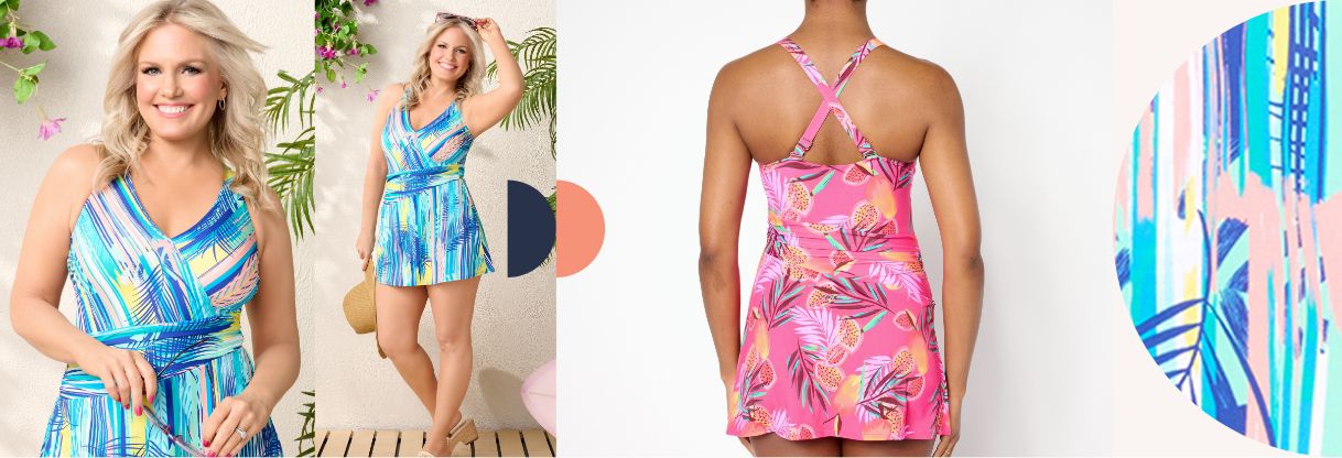 Denim & Co. Beach Regular V-Neck Ruched Waist Swim Dress