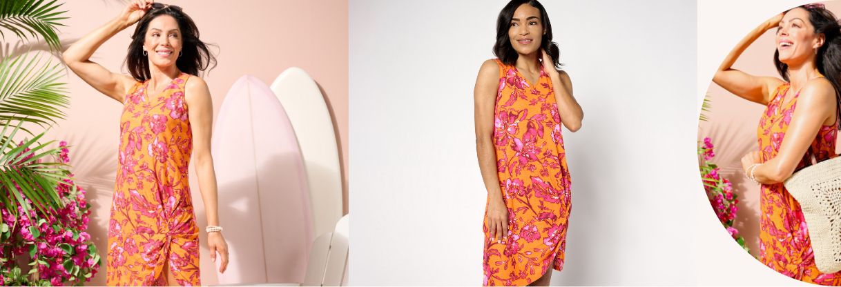  Denim & Co. Beach Regular Printed Slub Knit Cover Up Dress