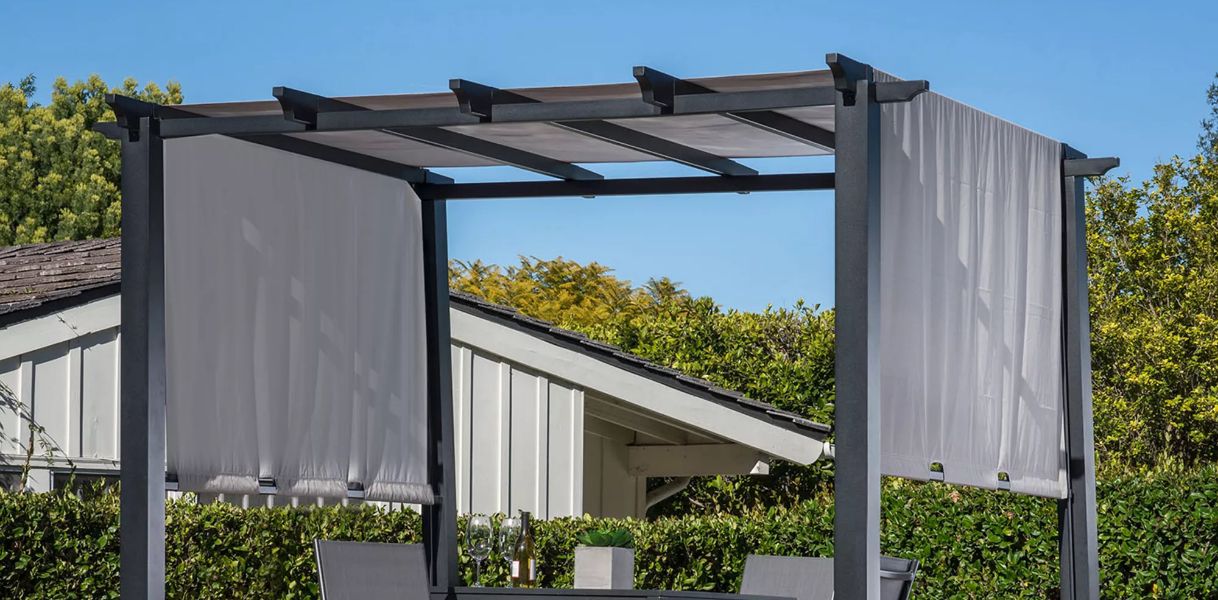 Hanover 8' x 10' Metal Pergola with AdjustableGray Canopy