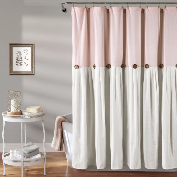 Vince Camuto Cotton Sateen Luxury Blush Pink Shower Curtain 2024