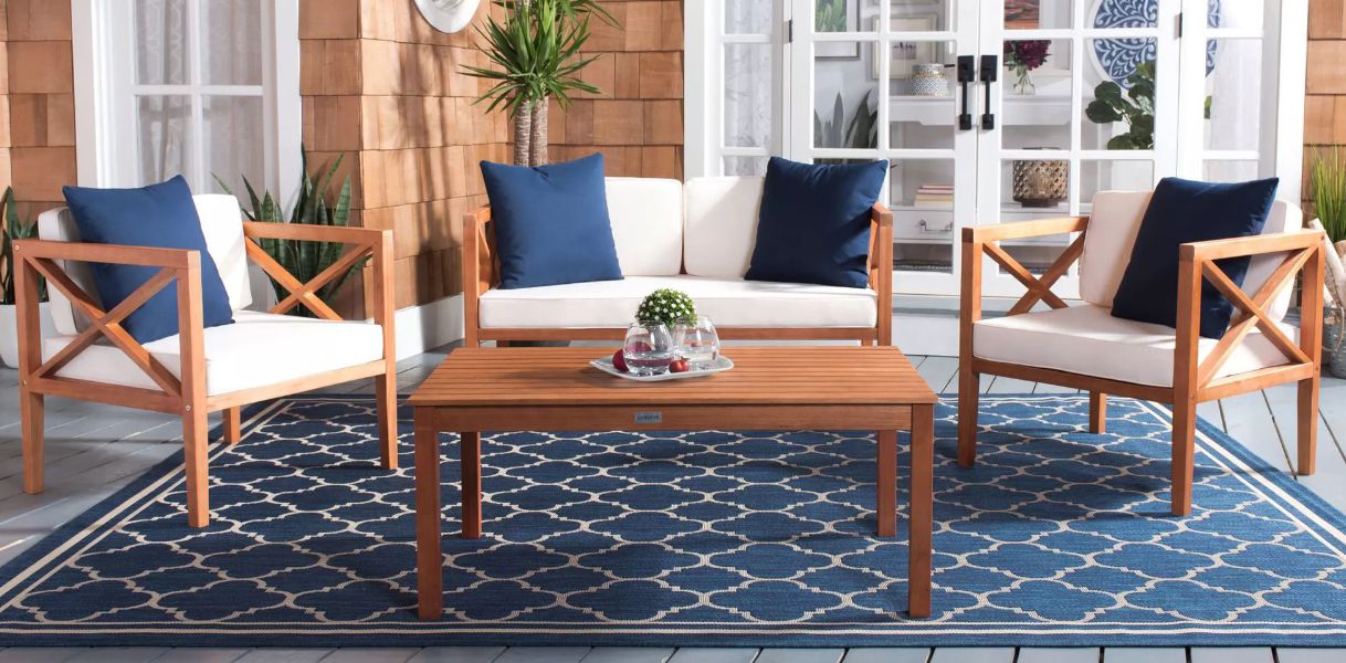 Nunzio 4-Pc Outdoor Patio Set with Accent Pillows by Valerie