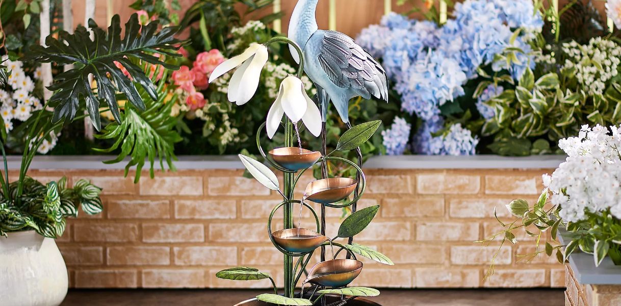 Garden Reflections 39"H Plug-In Crane Fountain