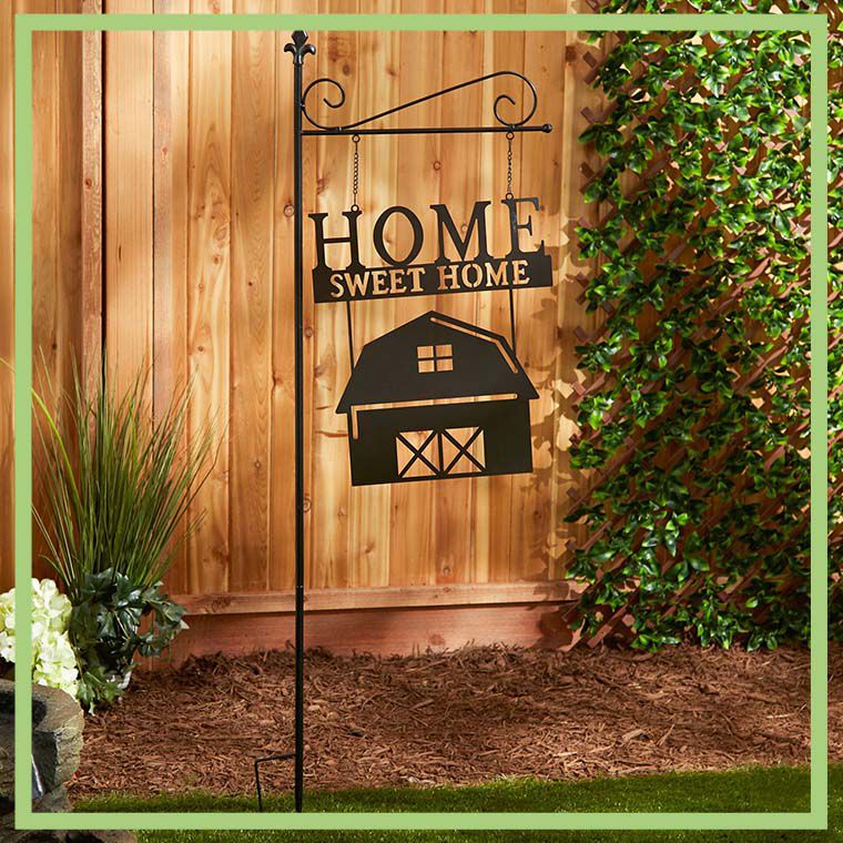 Glitzhome 38"H Metal Easter Signs 3in1 Yard Stakes Set of 3 Garden Outdoor Decor 