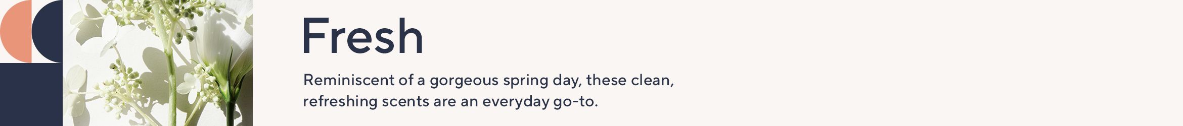 Fresh. Reminiscent of a gorgeous spring day, these clean, refreshing scents are an everyday go-to.