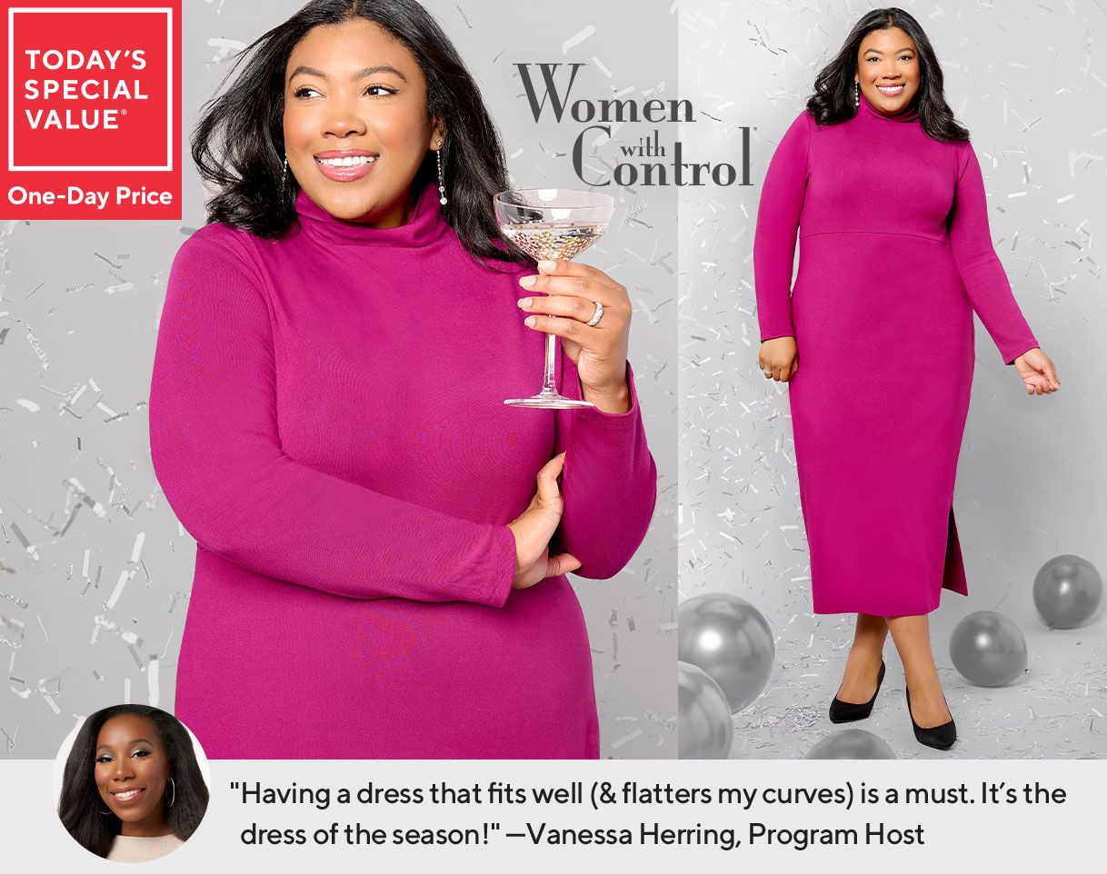 Today's Special Value® One-Day Price: Women with Control Finespun Jersey Midi Dress     "Having a dress that fits well (& flatters my curves) is a must. It’s the dress of the season!" —Vanessa Herring, Program Host