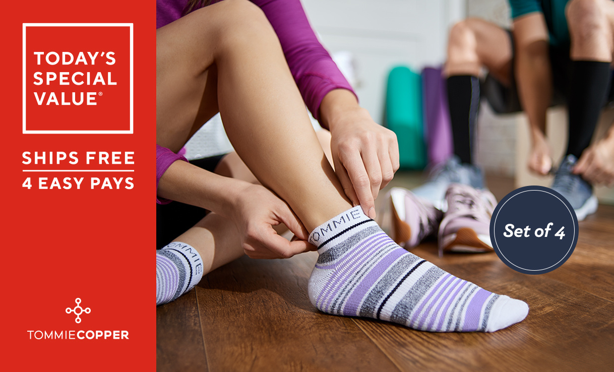 (QVC) Tommie Copper 4Pack Men's Or Women's Compression Socks