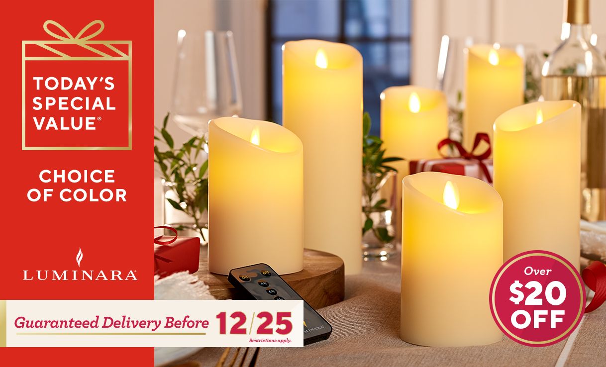 (QVC) Luminara Set of 6 Assorted Pillars w/Gift Boxes & Remotes