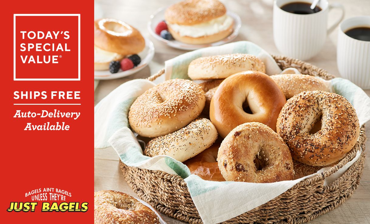 (QVC) Just Bagels (24) 4oz NYC Kettle Boiled Bagel Favorites