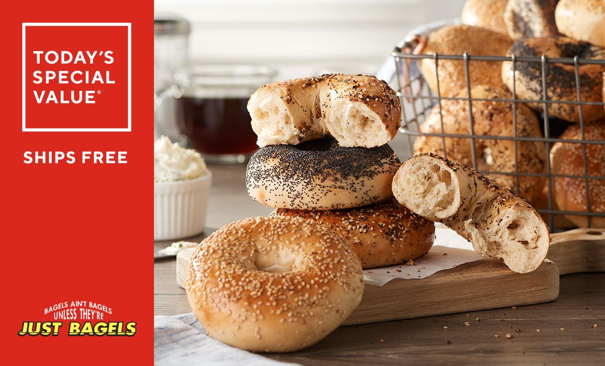 Today's Special Value®: M82665 Just Bagels (24) 4-oz. NYC Kettle Boiled Bagels — Ships Free