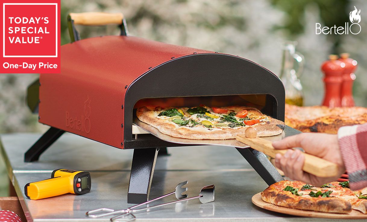 Today's Special Value® One-Day Price: K75226-Bertello Gas & Wood-Fired Outdoor PizzaOven w/ Cover