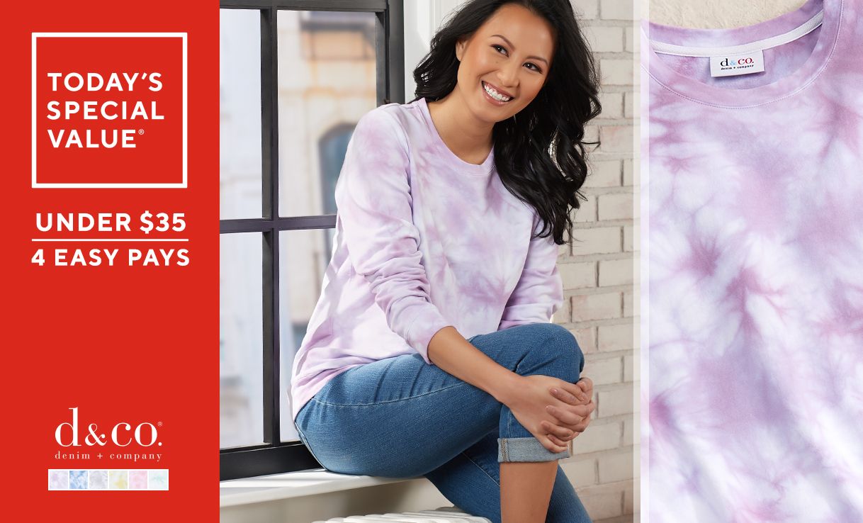 QVC) Denim \u0026 Co. French Terry Crystal 