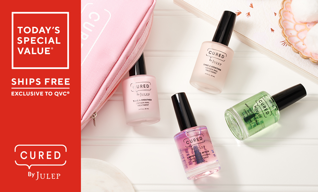 (QVC) Cured by Julep SuperSize 4Piece Nail Treatment Kit with Bag