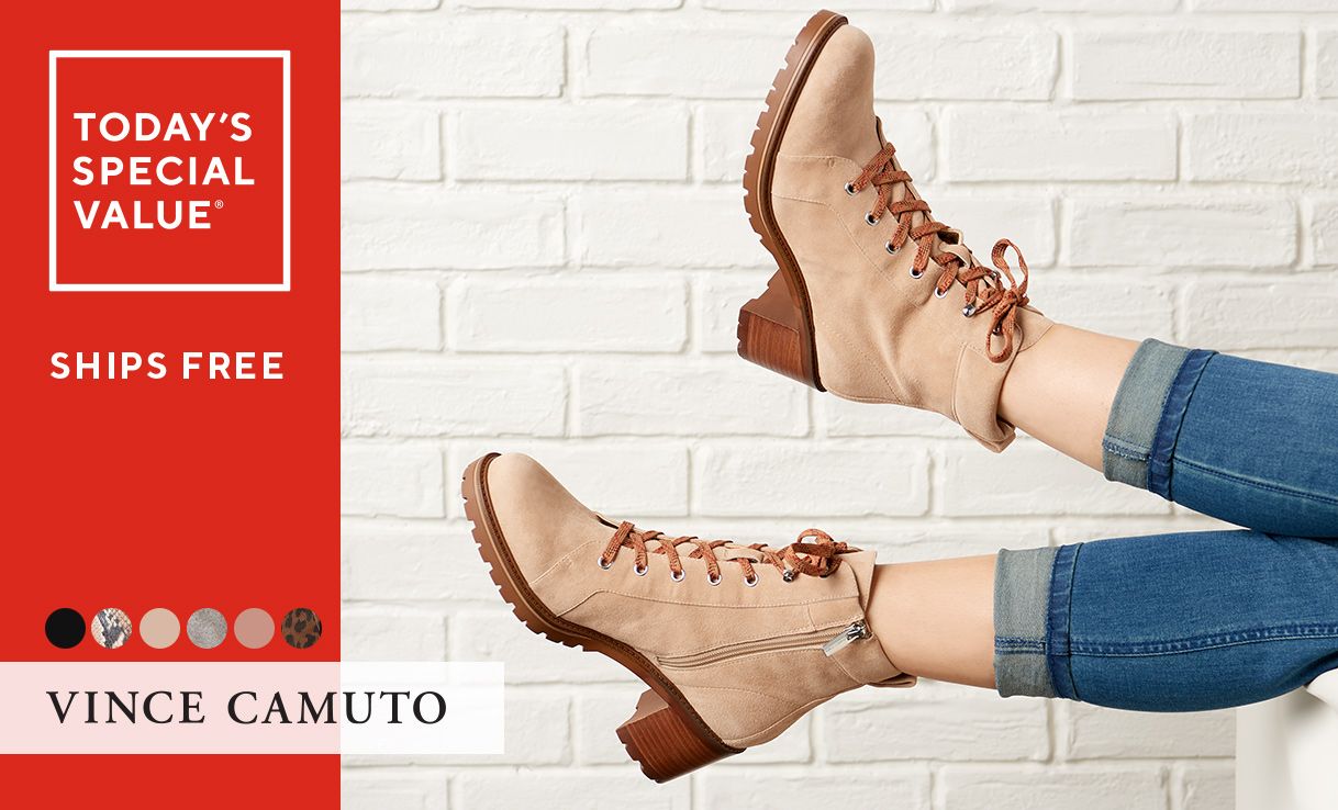 (QVC) Vince Camuto Leather Lace-Up Ankle Boots â Gaviana â TVShoppingQueens