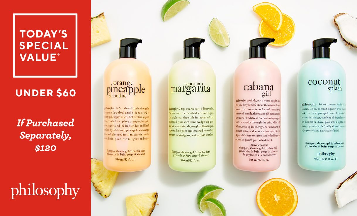 (QVC) philosophy supersize 32oz shower gel favorites 4pc collection