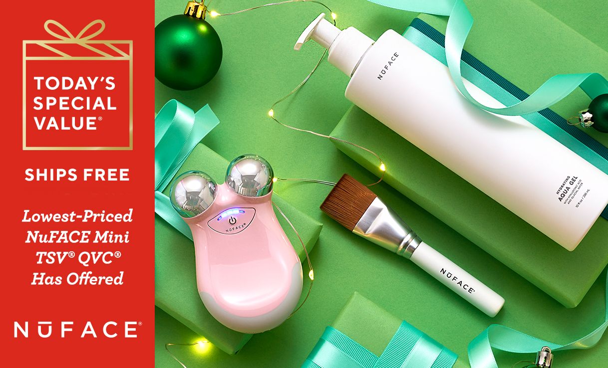 (QVC) NuFACE Mini Facial Toning Device w/10oz Aqua Gel & Brush