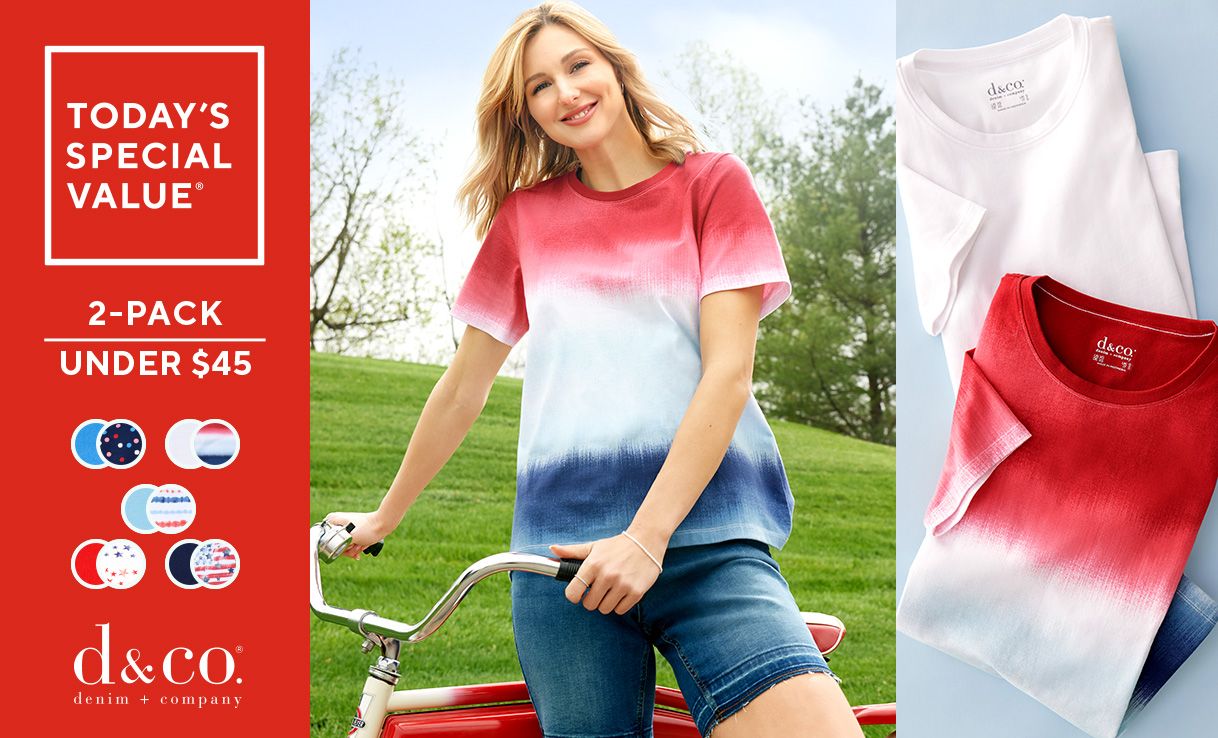 Today's Special Value® Denim & Co. Pack of 2 Perfect Jersey Americana Tops - Under $45