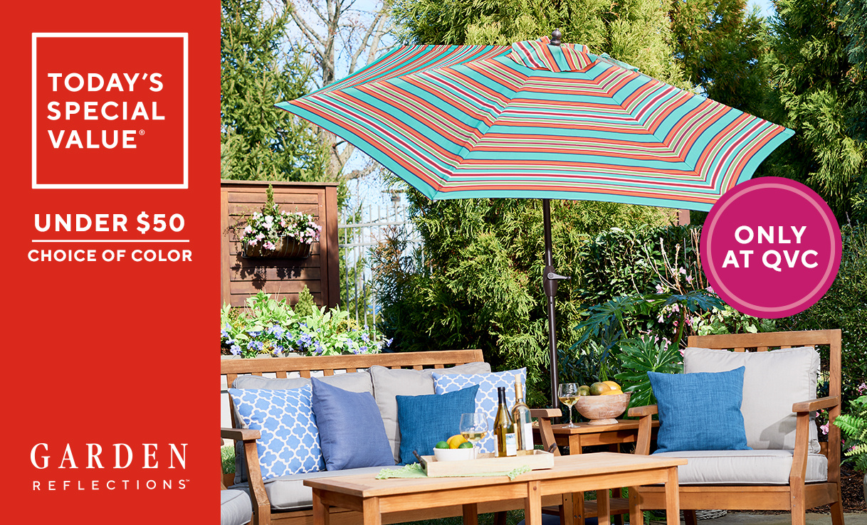 (QVC) Garden Reflections 9' Round Patio Umbrella with Cover