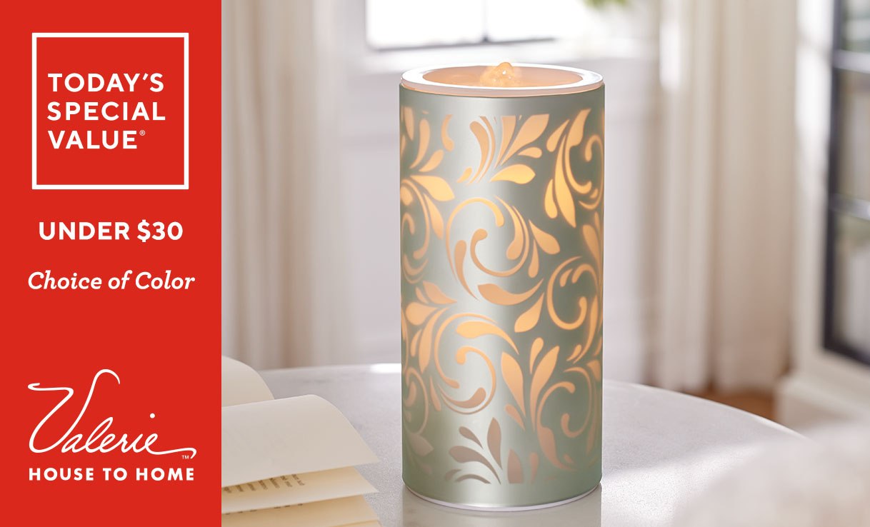 (QVC) 8" Satin Glass Spa Candle Fountain with Remote by Valerie