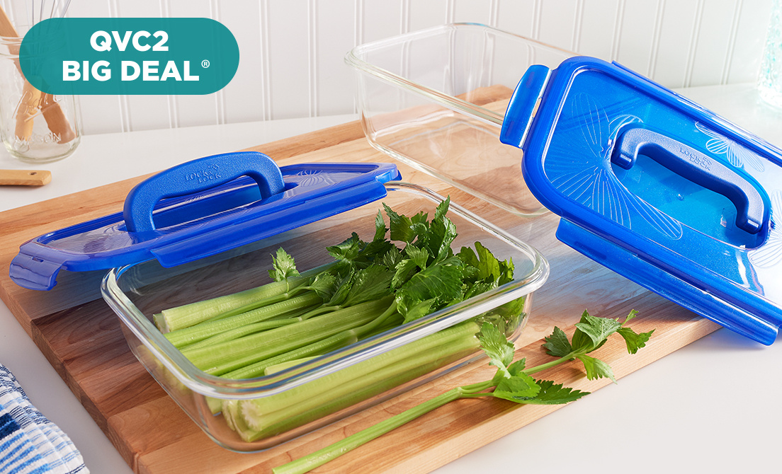(QVC) Q2 Lock & Lock 2 Piece Glass Rectangle Baking Dishes w/ Handle