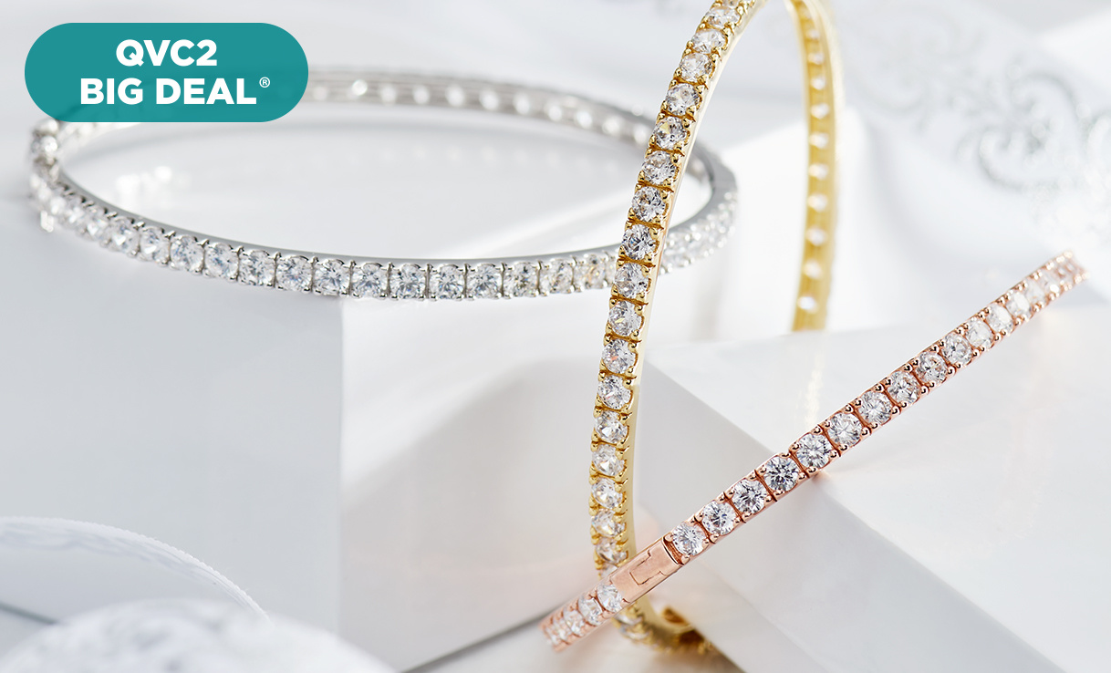 (QVC) Q2 Diamonique 5.40 cts Hinged Eternity Bangle Bracelet