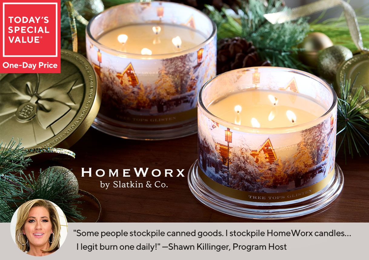 (QVC) HomeWorx by Slatkin & Co. Set of 2 Holiday 18oz Candle