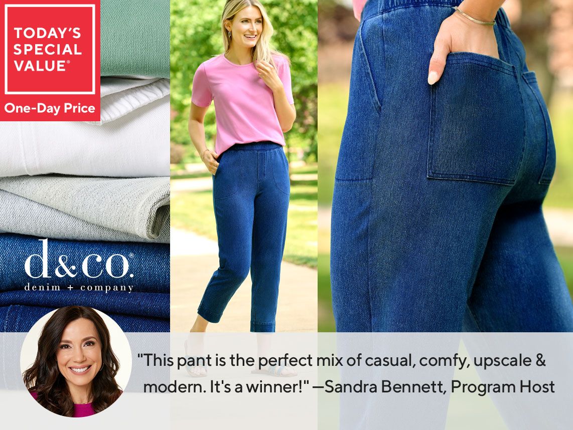 QVC) Denim & Co. Comfy Knit Air RegularStraight Crop Pant with