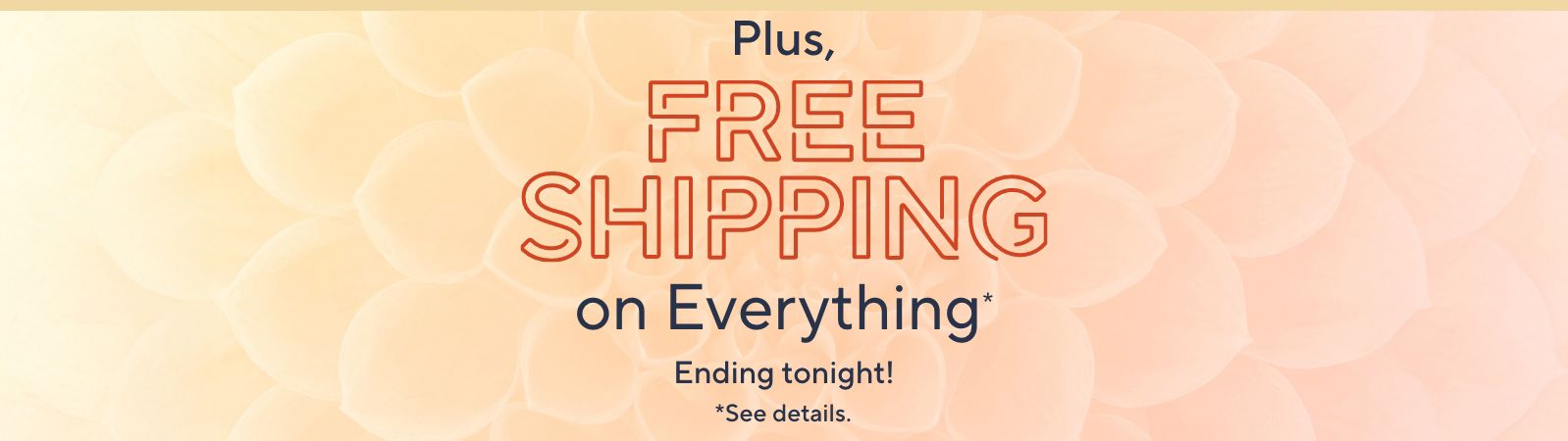 Plus, Free Shipping on Everything* Ending tonight!    *See details.