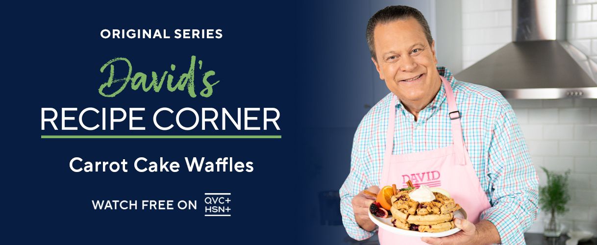 Original Series: David's Recipe Corner. Carrot Cake Waffles.  Watch and Shop on QVC+ and HSN+. 