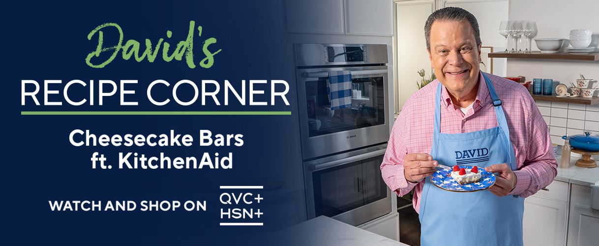 David's Recipe Corner. Cheesecake Bars, Featuring KitchenAid. Watch and Shop on QVC+ and HSN+.
