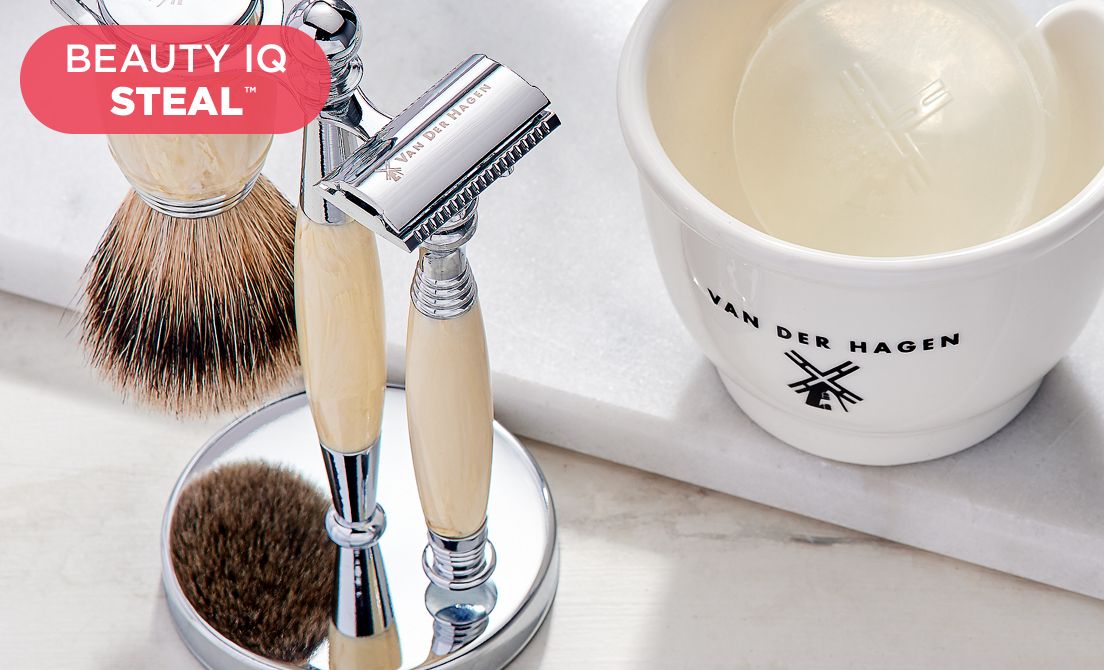 (QVC) Beauty IQ Steal Van der Hagen 5 piece Shave set w/ Soap