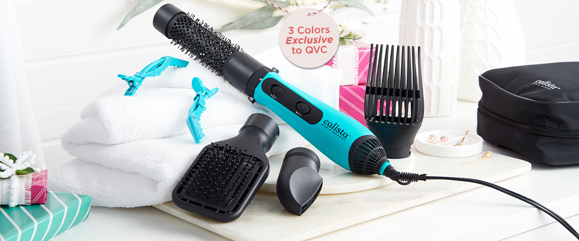 (QVC) Calista StyleDryer Custom AirBrush w/4 Attachments Clips ...