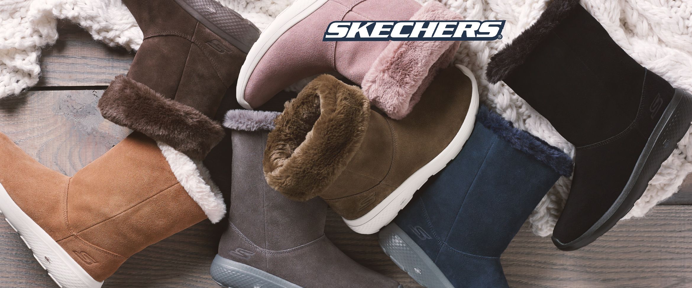 skechers go walk suede faux fur boots