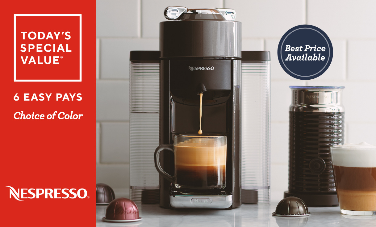 (QVC) Nespresso Vertuo Espresso & Coffee Maker w/ 62 Capsules & Milk Frother