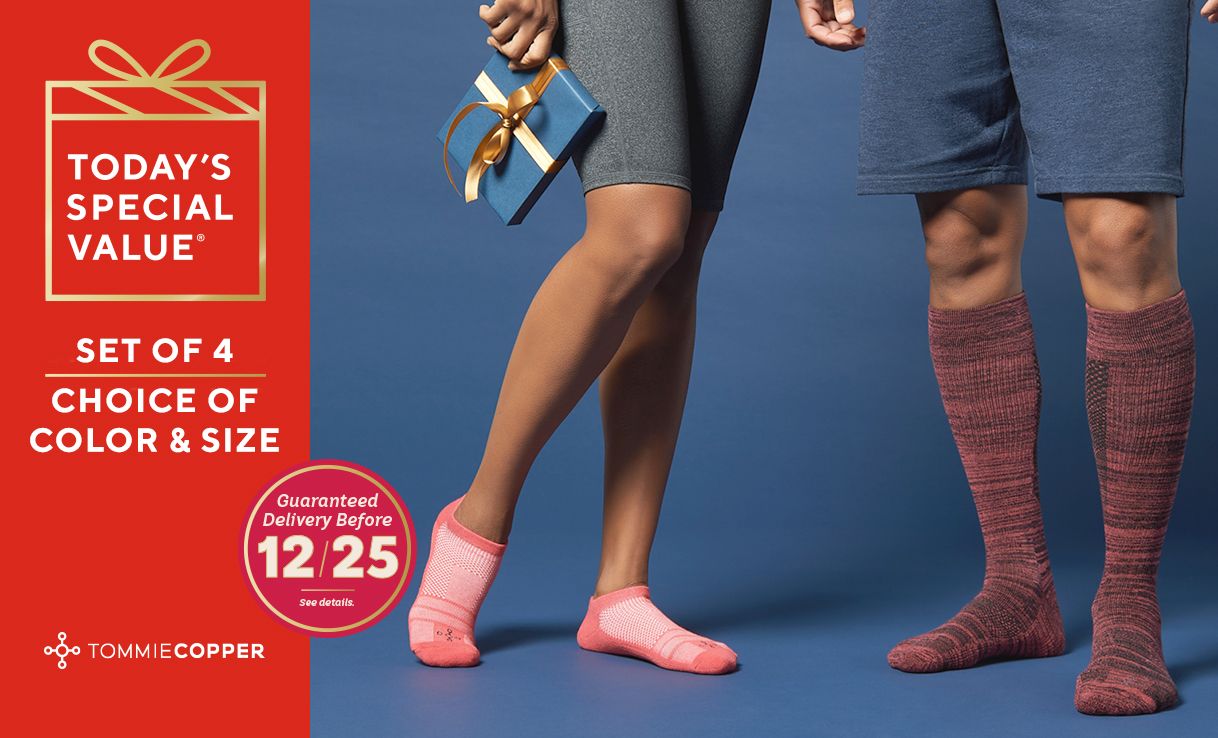 (QVC) Tommie Copper Set of 4 Compression Socks with UltraGuard