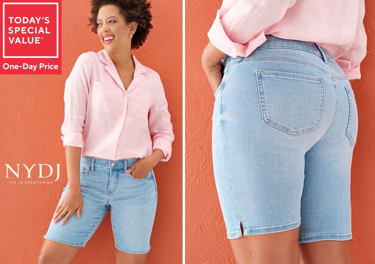  qvc nydj ella short with sideseam slits tvshoppingqueens