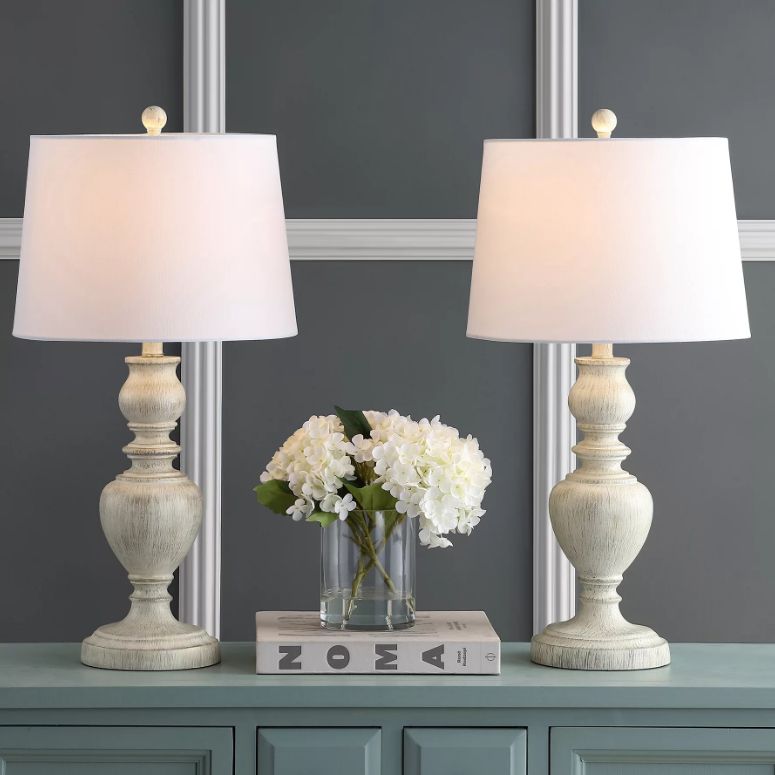 2 Set Embossed Leaf Buffet Lamps by Valerie