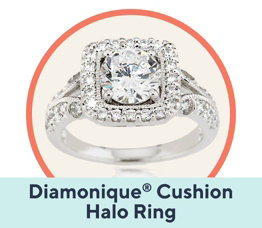Diamonique® Cushion Halo Ring