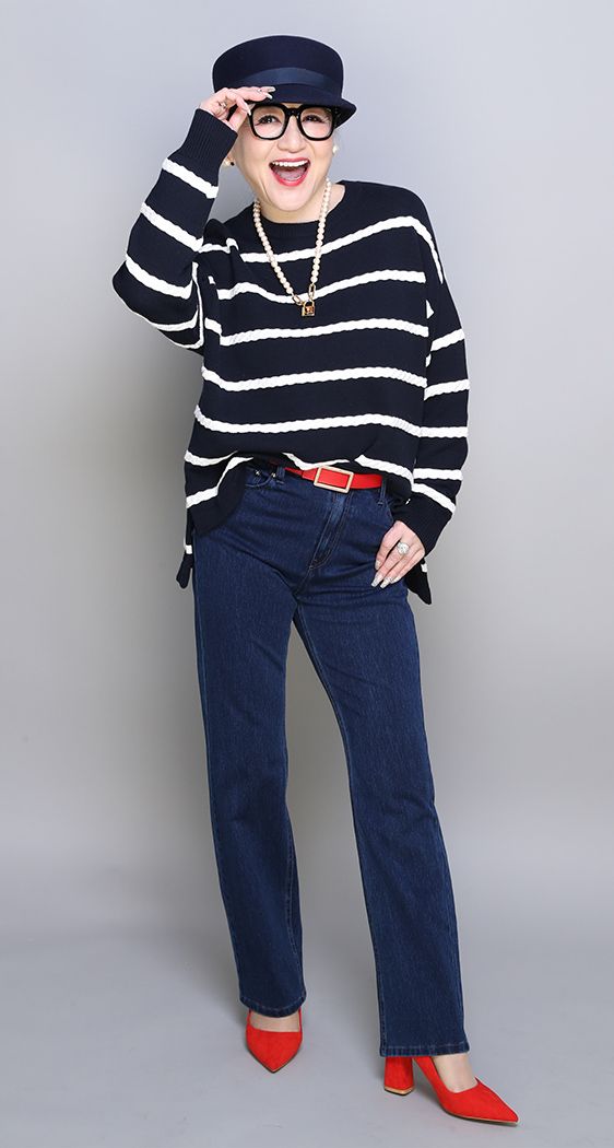 インレイデニムストレートパンツ