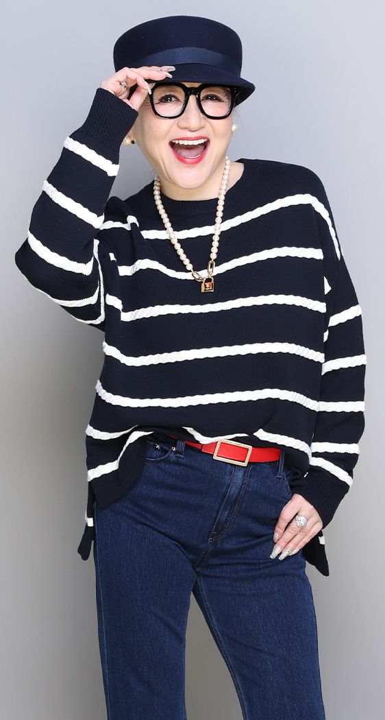 ボーダーニットプルオーバー