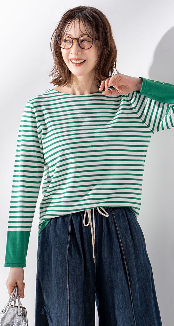 ボーダーニットロンT