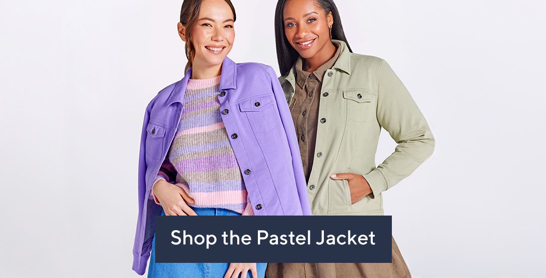 Denim & Co denim-style pastel jacket