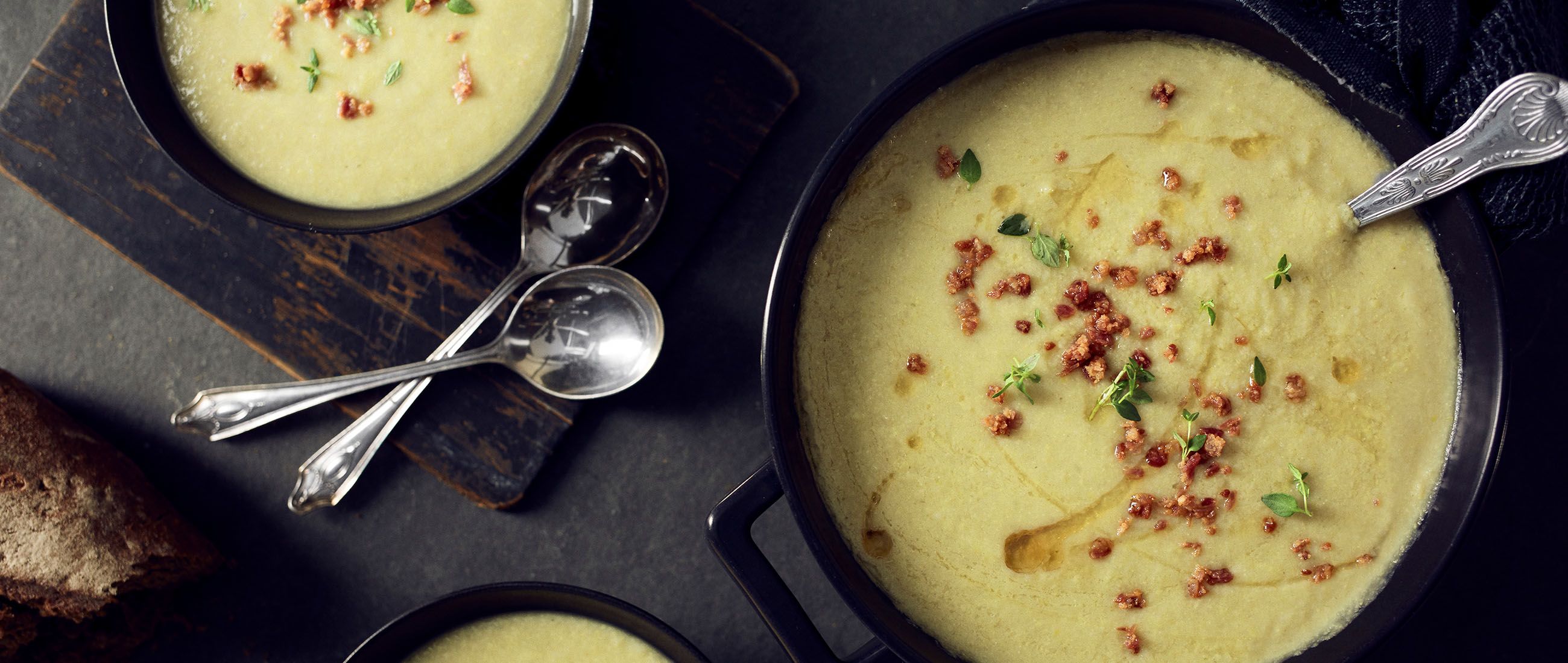 Artichoke, leek and potato soup