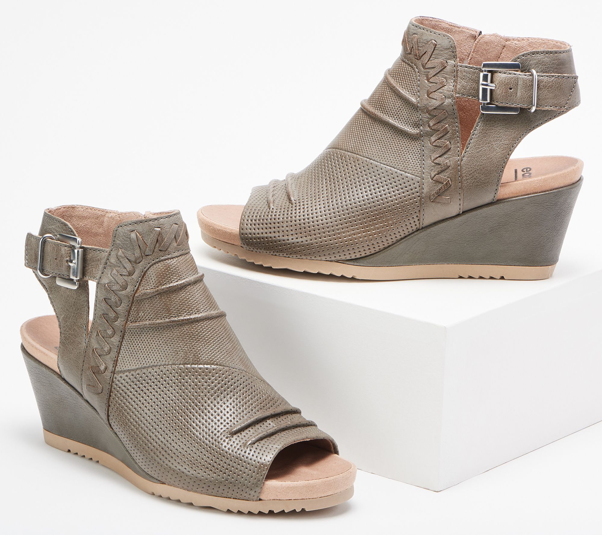 Earth Whipstitch Leather Wedge Sandal - Attelea Bonaire - S9711