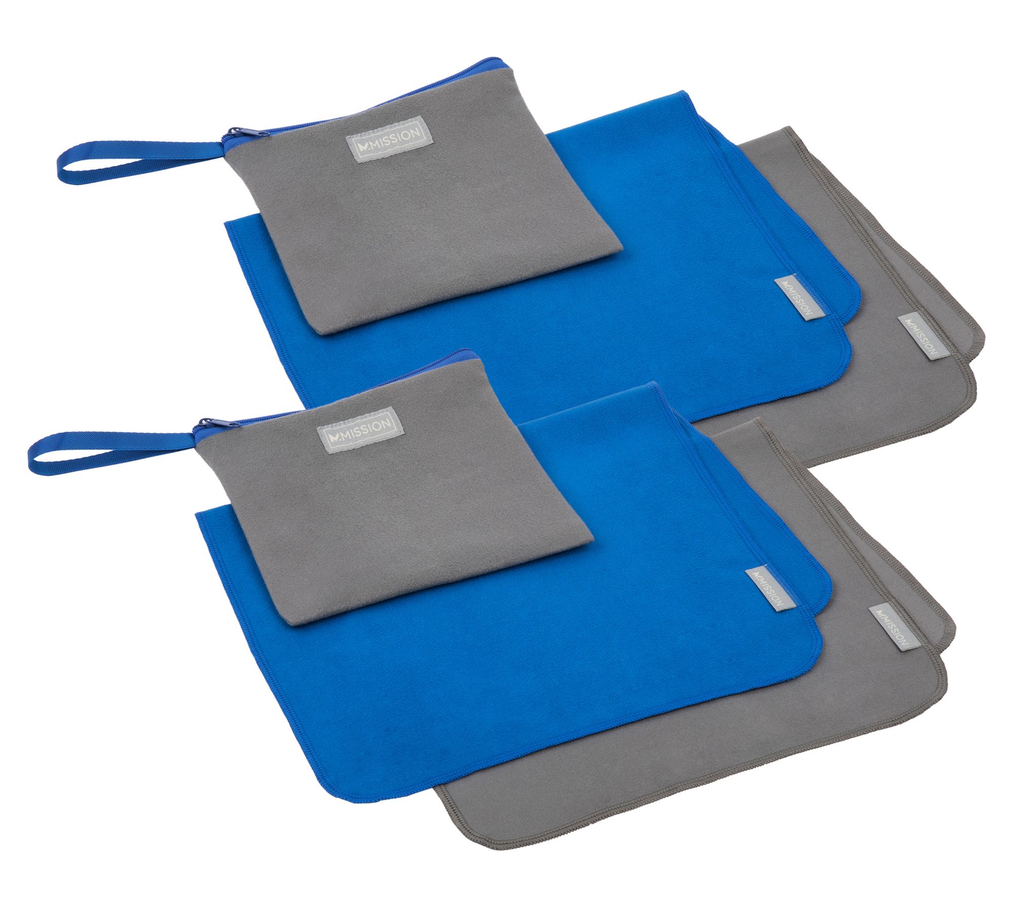 MISSION Set of 4 Cooling Towels with 2 Travel Pouches