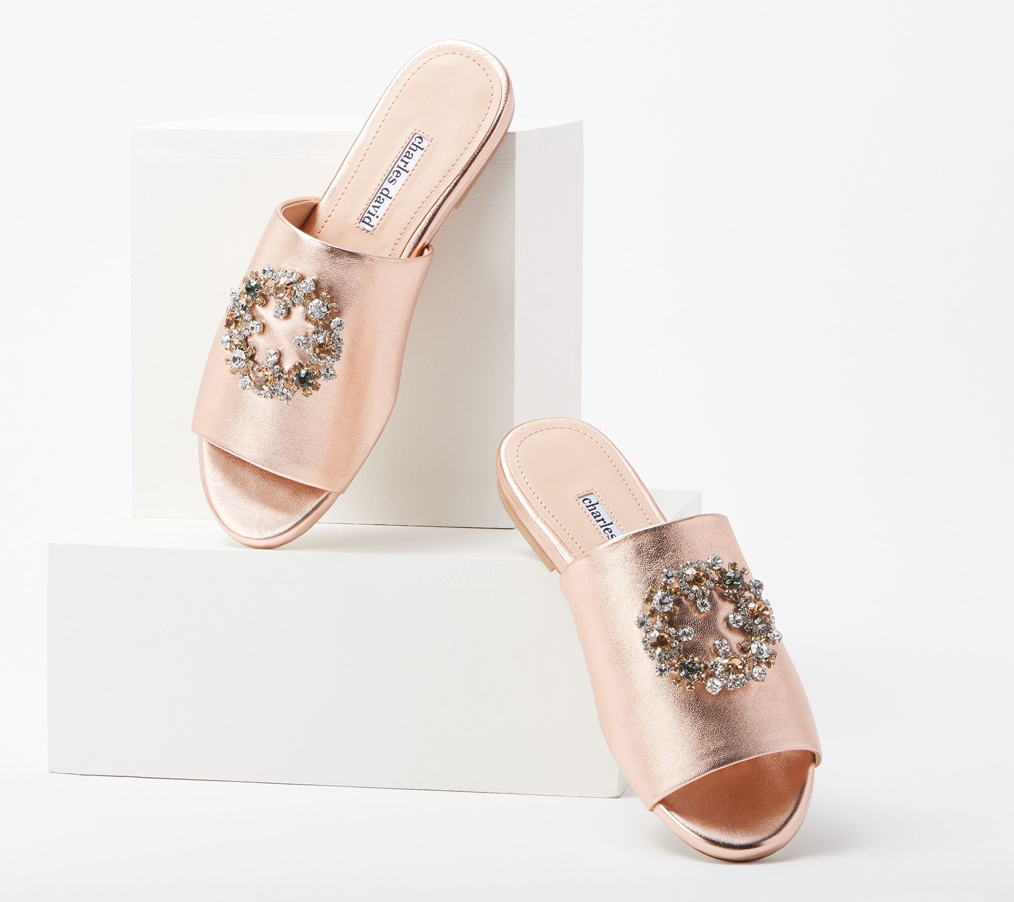 Charles David Jeweled Leather Slide - Soleil - S9695
