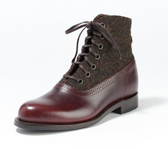 Wolverine Leather & Tweed Lace-Up Ankle Boot - Marcelle - S9396