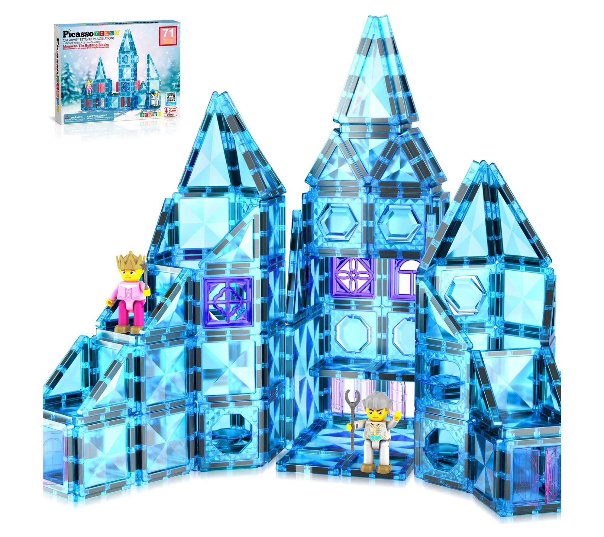 PicassoTiles 71 Pieces Travel Sized Winter IceMagnetic Set