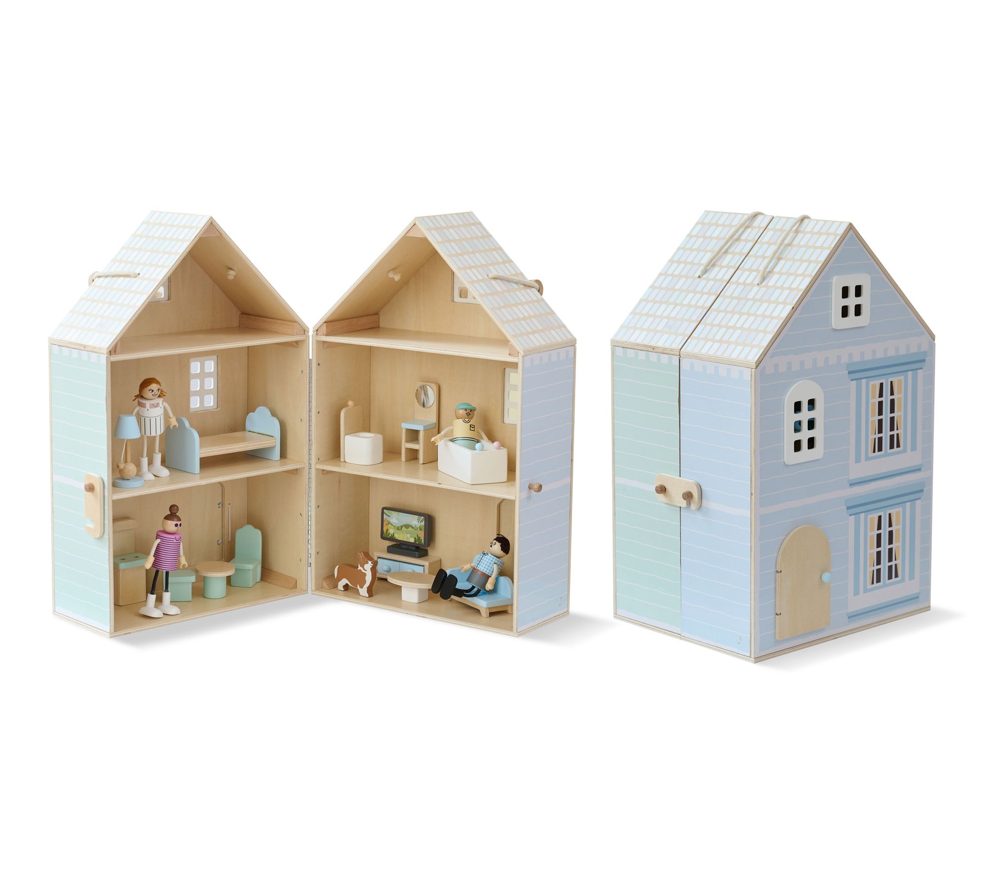 Teamson Kids The Lovely Townhouse Wooden Carry- On Dollhouse